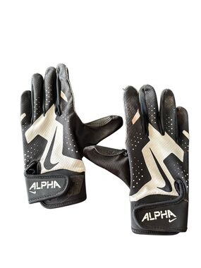 Nike Alpha 2.0 Black & White Batting Gloves Youth Size S/M